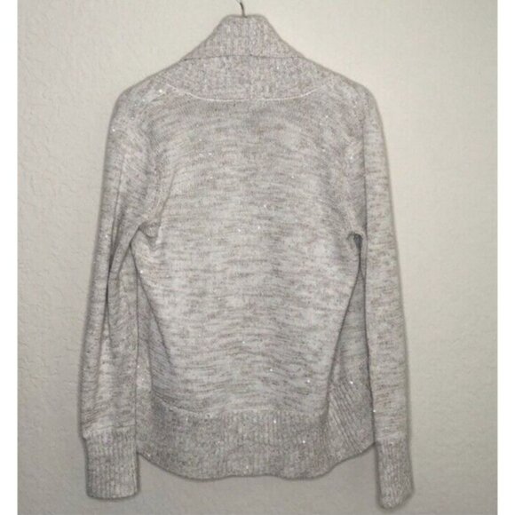 INC Cardigan Sweater Ivory Cream Brown Shimmer XL Extra Large Thick Cotton NEW - Picture 10 of 11